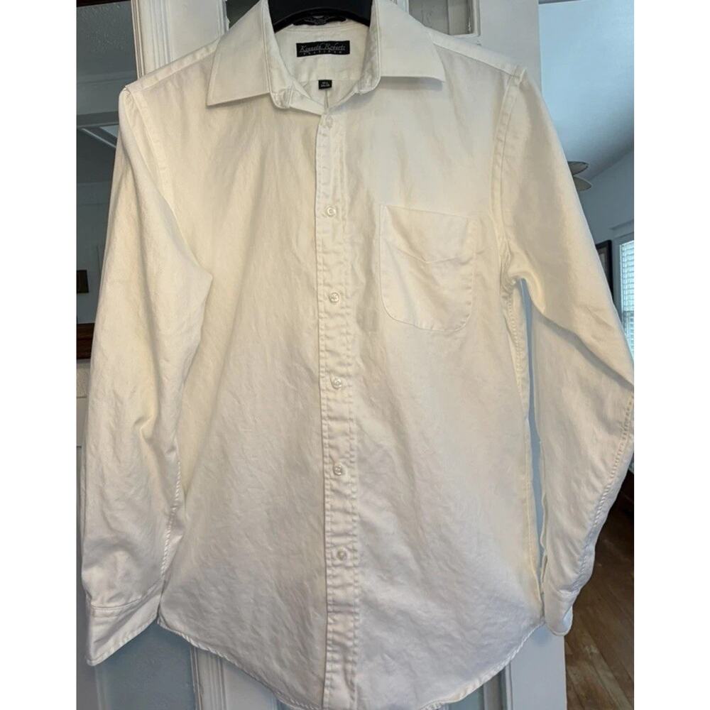 Kenneth Roberts 80’s Cotton Shirt Mens 16.5 34/35 White Button Up Long Sleeve